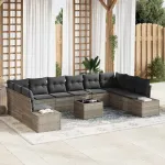 Set de canapele pentru grădină 10 pcs Gri deschis Poliratan GartenMobel Dekor