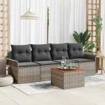 Set de canapele pentru grădină 5 pcs Gri poliratan GartenMobel Dekor