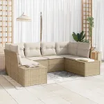 Set de canapele pentru grădină 6 pcs Bej și crem Rattan poli GartenMobel Dekor
