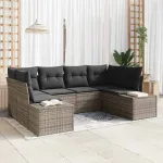 Set de canapele pentru grădină 6 pcs Gri Rattan poli GartenMobel Dekor