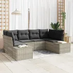 Set de canapele pentru grădină 6 pcs Gri deschis Rattan poli GartenMobel Dekor