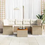 Set de canapele pentru grădină 7 pcs Bej și crem poliratan GartenMobel Dekor