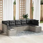 Set de canapele pentru grădină 7 pcs Gri deschis Rattan poli GartenMobel Dekor