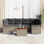 Set de canapele pentru grădină 7 pcs Gri poliratan GartenMobel Dekor