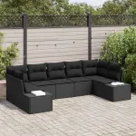 Set de canapele pentru grădină 7 pcs Negru Rattan poli GartenMobel Dekor
