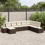 Set de canapele pentru grădină 8 pcs Maro și Crem poliratan GartenMobel Dekor