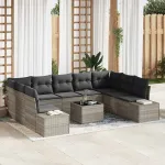 Set de canapele pentru grădină 9 pcs Gri deschis Poliratan GartenMobel Dekor