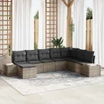 Set de canapele pentru grădină cu pernă 8 pcs Gri poliratan GartenMobel Dekor