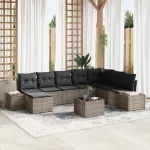 Set de canapele pentru grădină cu pernă 8 pcs Gri poliratan GartenMobel Dekor
