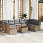 Set de canapele pentru grădină 10 pcs Beige și gri deschis GartenMobel Dekor