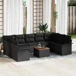 Set de canapele pentru grădină 10 pcs Negru poliratan GartenMobel Dekor