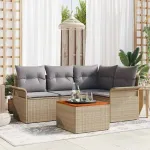 Set de canapele pentru grădină 5 pcs Beige și gri deschis GartenMobel Dekor