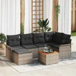 Set de canapele pentru grădină 7 pcs Gri poliratan GartenMobel Dekor