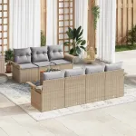 Set de canapele pentru grădină 8 pcs Beige și gri deschis GartenMobel Dekor