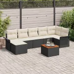 Set de canapele pentru grădină 8 pcs Negru și Crem poliratan GartenMobel Dekor