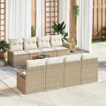 Set de canapele pentru grădină 9 pcs Bej și crem poliratan GartenMobel Dekor