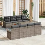 Set de canapele pentru grădină 9 pcs Gri poliratan GartenMobel Dekor