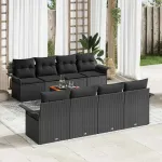Set de canapele pentru grădină 9 pcs Negru poliratan GartenMobel Dekor