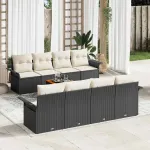 Set de canapele pentru grădină 9 pcs Negru și Crem poliratan GartenMobel Dekor
