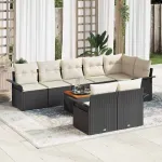 Set de canapele pentru grădină 9 pcs Negru și Crem poliratan GartenMobel Dekor