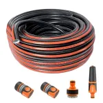 Furtun de gradina, 4 straturi, flexibil, ranforsat, 1/2", 20 m, cuple, adaptor, duza stropit, Richmann Exclusive GartenVIP DiyLine