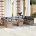 Set de canapele pentru grădină 11 pcs Beige și gri deschis GartenMobel Dekor