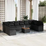 Set de canapele pentru grădină 11 pcs Negru poliratan GartenMobel Dekor