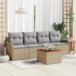 Set de canapele pentru grădină 5 pcs Beige și gri deschis GartenMobel Dekor