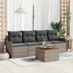 Set de canapele pentru grădină 5 pcs Gri poliratan GartenMobel Dekor