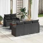 Set de canapele pentru grădină 6 pcs Negru poliratan GartenMobel Dekor