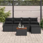 Set de canapele pentru grădină 6 pcs Negru poliratan GartenMobel Dekor