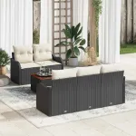 Set de canapele pentru grădină 6 pcs Negru și Crem poliratan GartenMobel Dekor