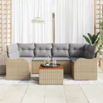 Set de canapele pentru grădină 7 pcs Beige și gri deschis GartenMobel Dekor