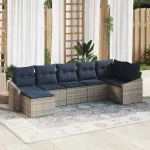 Set de canapele pentru grădină 7 pcs Gri și bleumarin poliratan GartenMobel Dekor