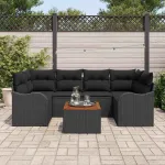Set de canapele pentru grădină 7 pcs Negru poliratan GartenMobel Dekor