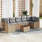 Set de canapele pentru grădină 8 pcs Beige și gri deschis GartenMobel Dekor