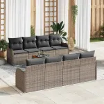 Set de canapele pentru grădină 9 pcs Gri poliratan GartenMobel Dekor