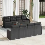 Set de canapele pentru grădină 9 pcs Negru poliratan GartenMobel Dekor