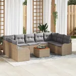 Set de canapele pentru grădină 10 pcs Beige și gri deschis GartenMobel Dekor