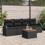 Set de canapele pentru grădină 5 pcs Negru poliratan GartenMobel Dekor