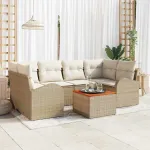 Set de canapele pentru grădină 7 pcs Bej și crem poliratan GartenMobel Dekor