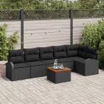 Set de canapele pentru grădină 7 pcs Negru poliratan GartenMobel Dekor
