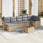 Set de canapele pentru grădină 8 pcs Beige și gri deschis GartenMobel Dekor