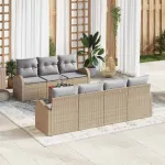 Set de canapele pentru grădină 8 pcs Beige și gri deschis GartenMobel Dekor