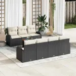 Set de canapele pentru grădină 8 pcs Negru și Crem poliratan GartenMobel Dekor