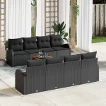 Set de canapele pentru grădină 9 pcs Negru poliratan GartenMobel Dekor