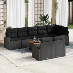 Set de canapele pentru grădină 9 pcs Negru poliratan GartenMobel Dekor