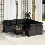 Set de canapele pentru grădină 9 pcs Negru poliratan GartenMobel Dekor