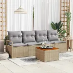 Set de canapele pentru grădină 5 pcs Beige și gri deschis GartenMobel Dekor