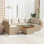 Set de canapele pentru grădină 7 pcs Bej și crem poliratan GartenMobel Dekor
